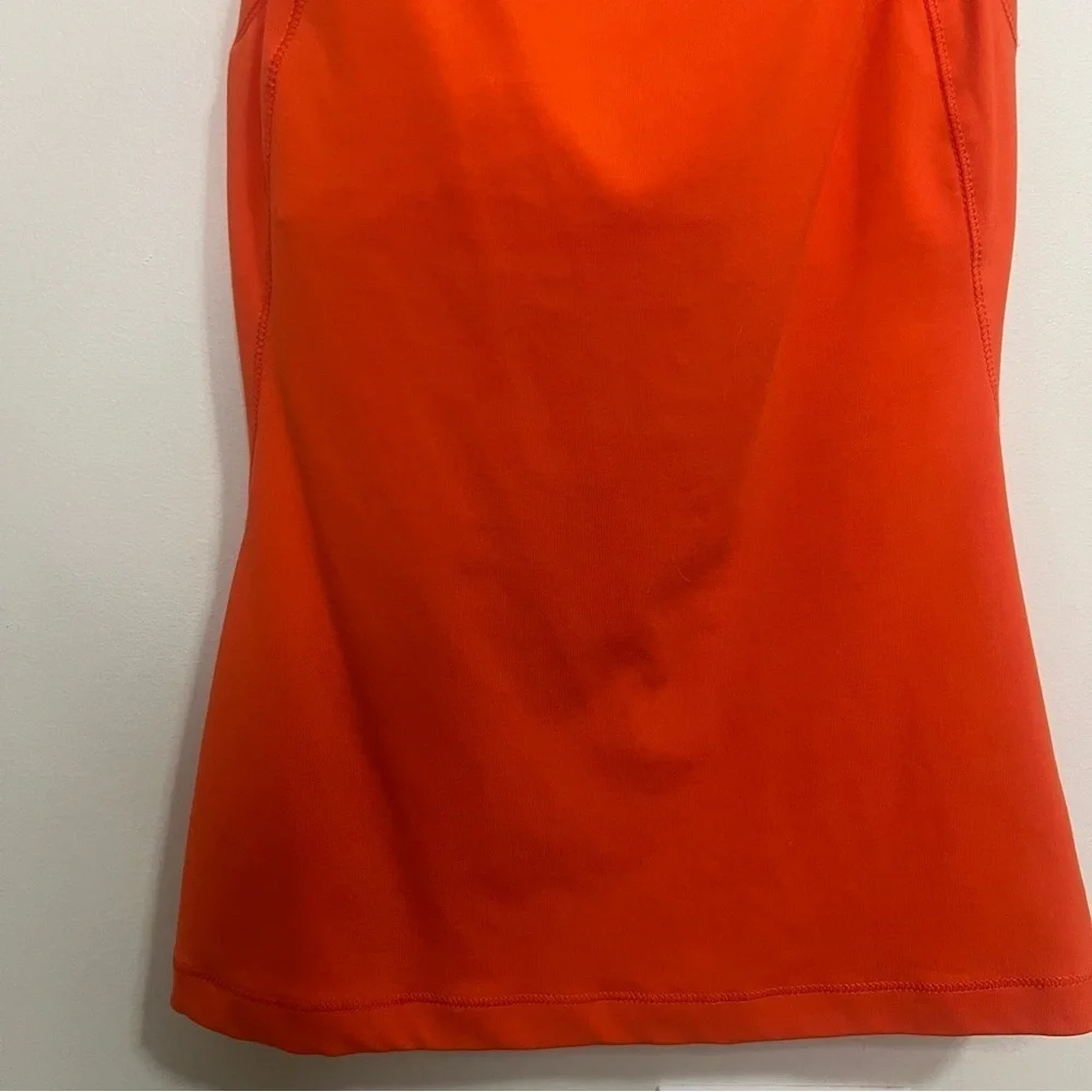 ALO Yoga Orange Workout Tank with White Criss Cross Straps Mesh Workout Athletic